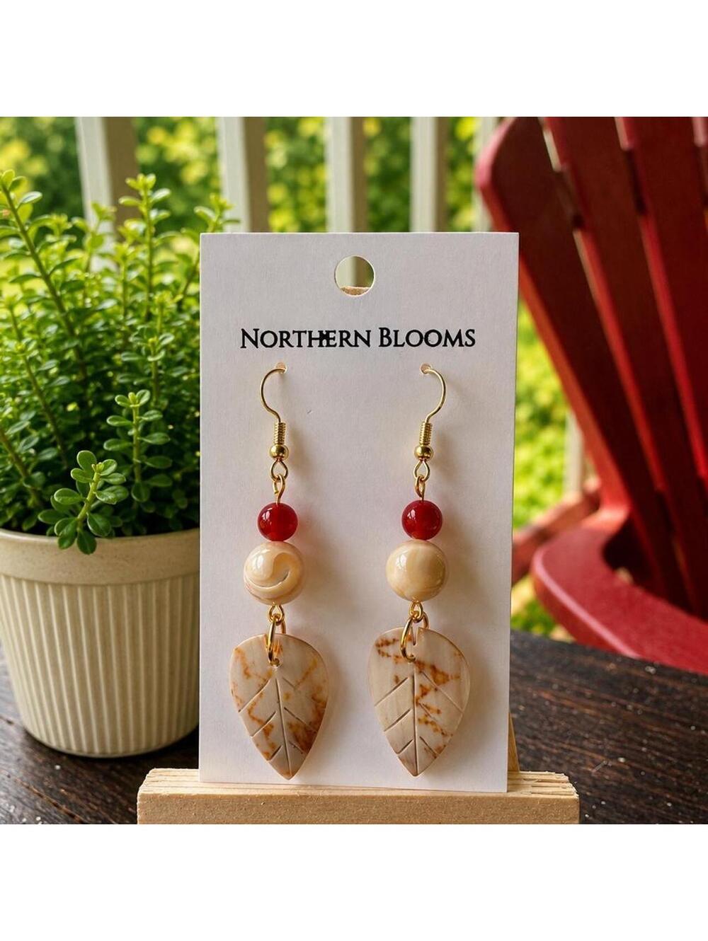 Boho Earthy leaf dangle earrings